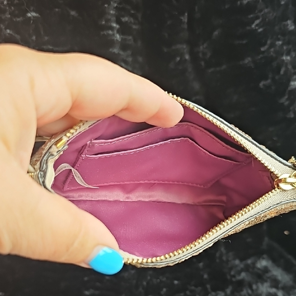 Coach Gold Sequin Wristlet NWT with Signature Monogram With Coach Box✨️✨️✨️ - Picture 9 of 11